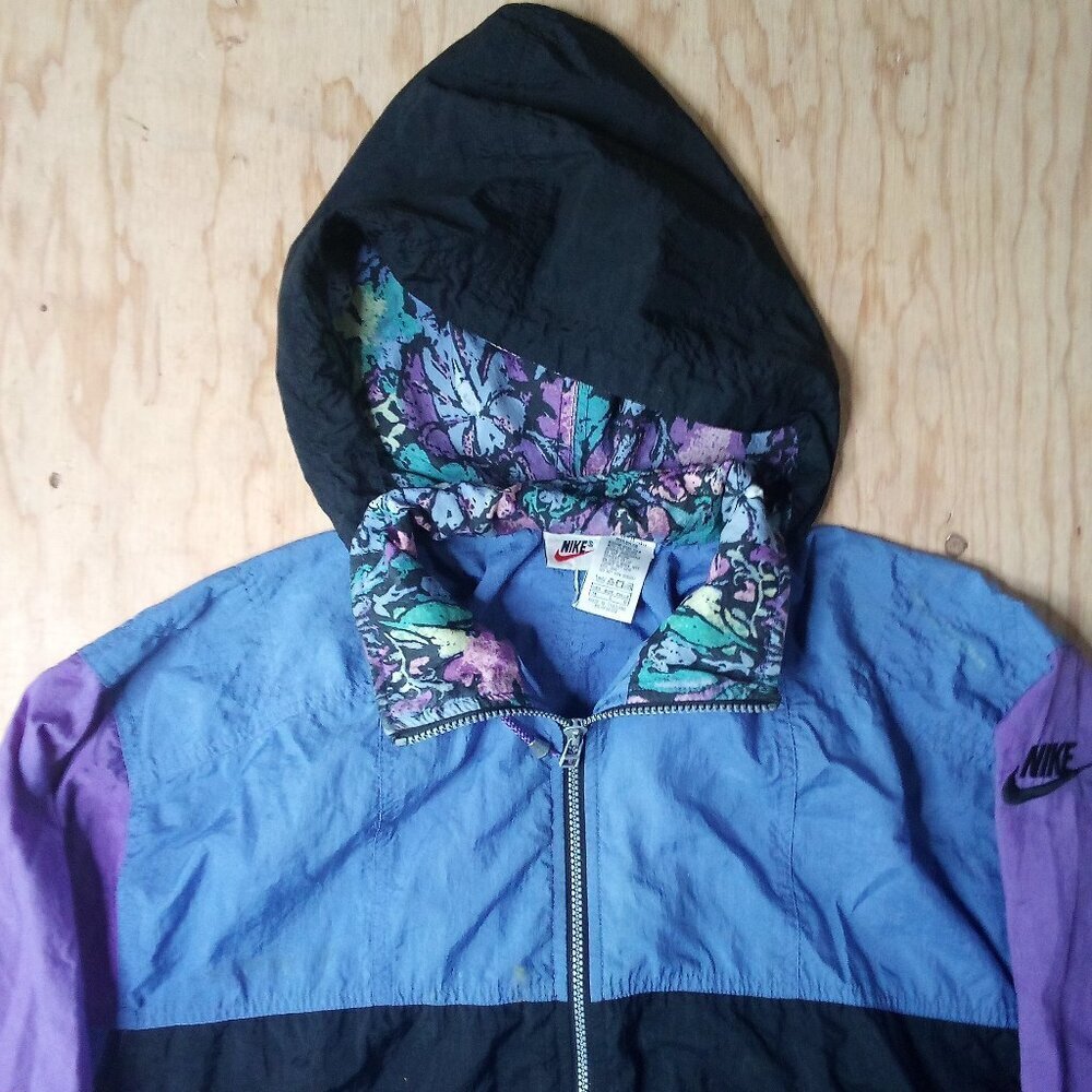 Vintage 90s Nike Color Block Hooded Windbreaker Jacket Women